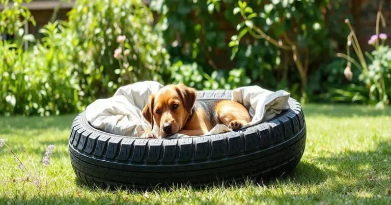 como fazer cama de cachorro de pneu