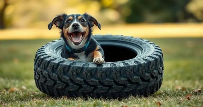 como fazer brinquedo para cachorro com pneu