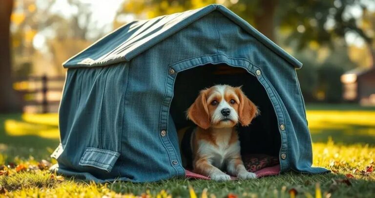 como fazer casinha de cachorro com camiseta velha