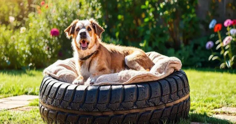 como fazer uma caminha para cachorro de pneu